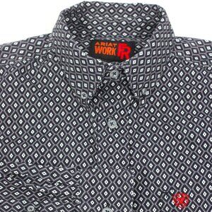 Ariat Flame Resistant Button Down Shirt Mens Large Black Diamond Long Sleeve